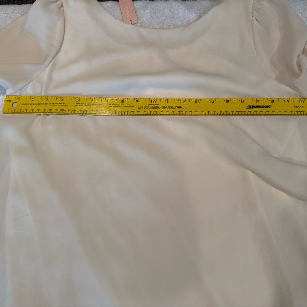 PINK BLUSH Women’s Ivory Chiffon Bell Sleeve Round Neck Dress XL - Picture 5 of 7